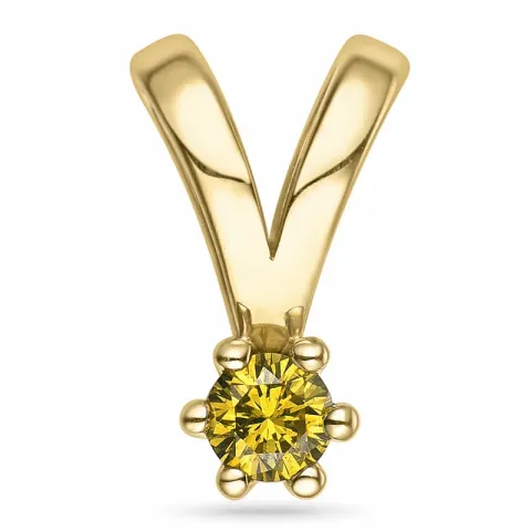 0,14 ct gelbem behandelter Naturdiamant Solitäranhänger in 14 karat Gold 0,14 ct