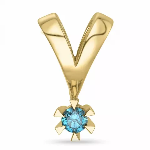 0,09 ct blauem behandelter Naturdiamant Solitäranhänger in 14 karat Gold 0,09 ct