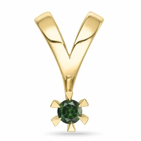 0,09 ct grünem behandelter Naturdiamant Solitäranhänger in 14 karat Gold 0,09 ct