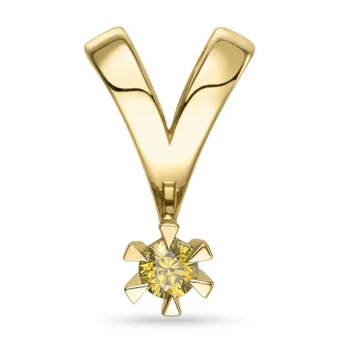0,09 ct gelbem behandelter Naturdiamant Solitäranhänger in 14 karat Gold 0,09 ct