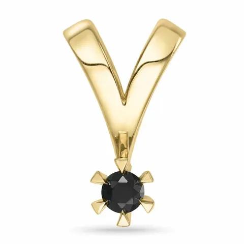 0,10 ct schwarz Diamant Solitäranhänger in 14 karat Gold 0,10 ct