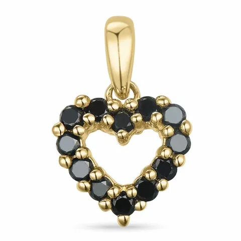Herz schwarz Diamant Anhänger in 14 karat Gold 0,18 ct