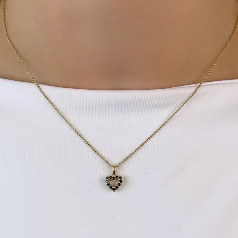 Herz schwarz Diamant Anhänger in 14 karat Gold 0,18 ct