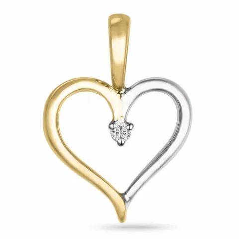 Herz Diamant Anhänger in 14 karat Gold- und Weißgold 0,008 ct