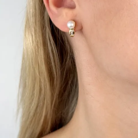 Perle Kreole in 14 Karat Gold mit Diamant