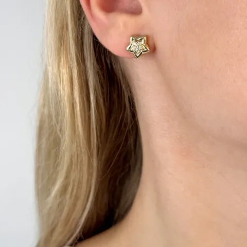 Stern Brillantohrringen in 14 Karat Gold mit Diamant