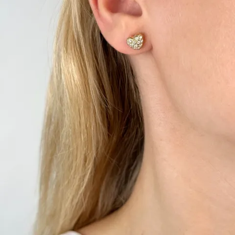 Herz Diamant Ohrringe in 14 Karat Gold mit Diamant 