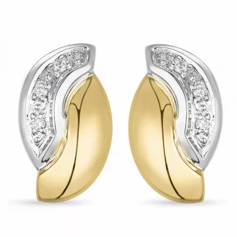 Diamant Ohrringe in 14 Karat Gold und Weißgold mit Diamant 