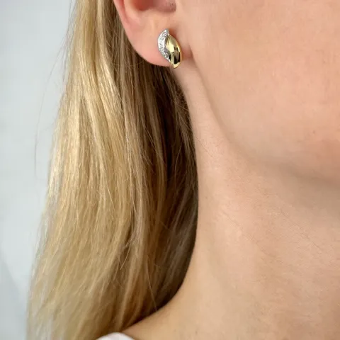 Diamant Ohrringe in 14 Karat Gold und Weißgold mit Diamant