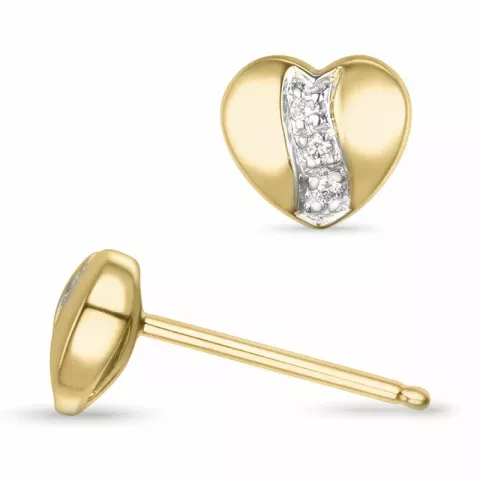 Herz Brillantohrringen in 14 Karat Gold und Weißgold mit Diamant 