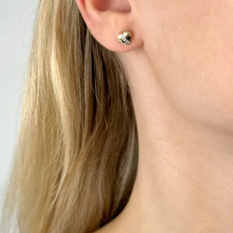 Herz Brillantohrringen in 14 Karat Gold und Weißgold mit Diamant 