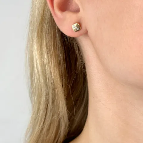 viereckigem Brillantohrringen in 14 Karat Gold und Weißgold mit Diamant