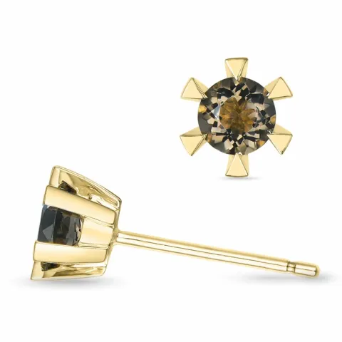 2 x 0,25 ct rauchfarbenen Quarz Solitärohrstecker in 14 Karat Gold mit Rauchquarz