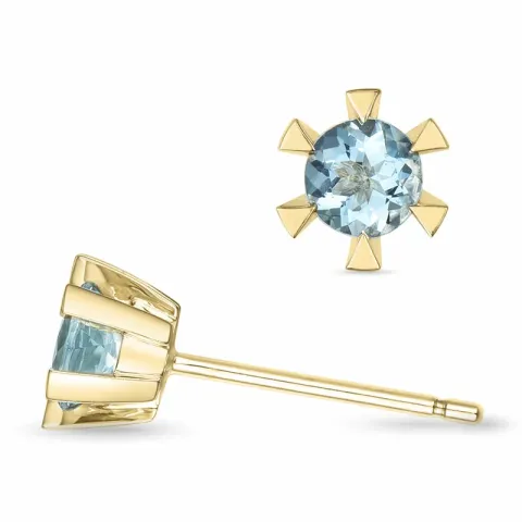 2 x 0,25 ct Aquamarin Solitärohrstecker in 14 Karat Gold mit Aquamarin 