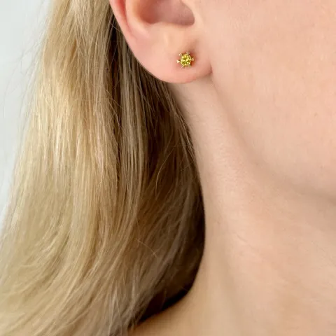 2 x 0,14 ct gelbe behandelter Naturdiamant Solitärohrstecker in 14 Karat Gold mit gelb Diamant