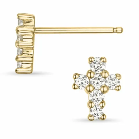 Kreuz Brillantohrringen in 14 Karat Gold mit Diamant