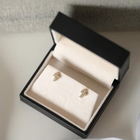 Kreuz Brillantohrringen in 14 Karat Gold mit Diamant