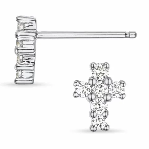Kreuz Brillantohrringen in 14 Karat Weißgold mit Diamant