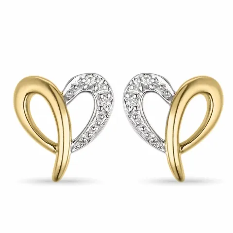 Herz Diamant Ohrstecker in 14 Karat Gold und Weißgold mit Diamant