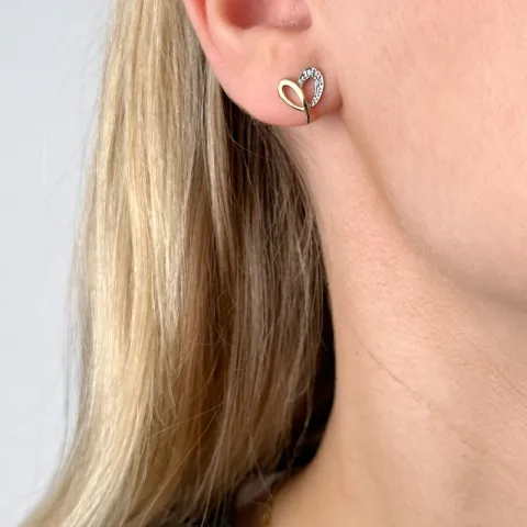 Herz Diamant Ohrstecker in 14 Karat Gold und Weißgold mit Diamant