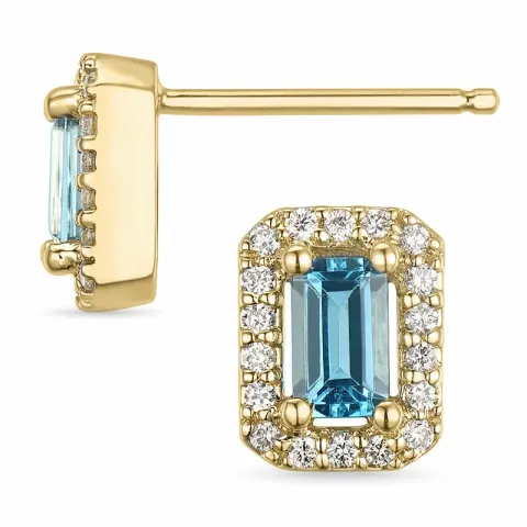 viereckigem Topas Brillantohrringen in 14 Karat Gold mit Topas und Diamant