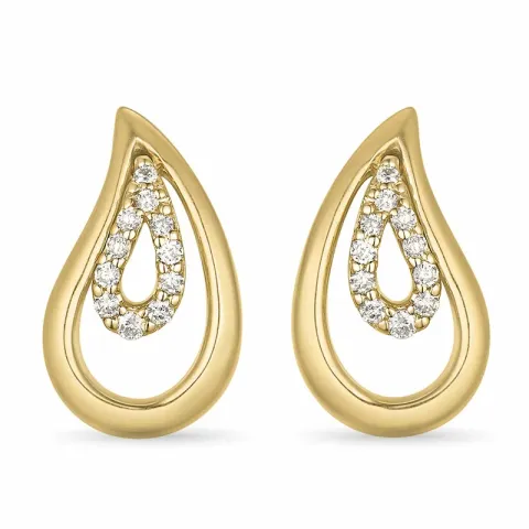 Tropfen Diamant Ohrringe in 14 Karat Gold mit Diamant