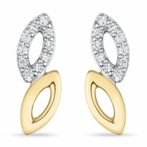 Blatt Brillant Ohrringe in 14 Karat Gold und Weißgold mit Diamant