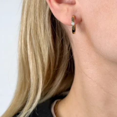 17 mm Diamant Kreole in 14 Karat Gold mit Diamant