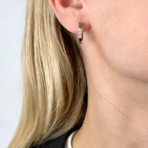 17 mm Diamant Kreole in 14 Karat Gold mit Diamant