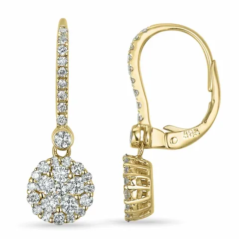 lange runden Diamant Kreole in 14 Karat Gold mit Diamant