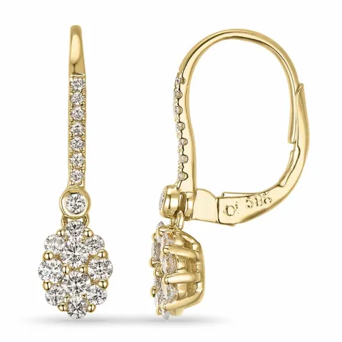 lange ovalen Diamant Kreole in 14 Karat Gold mit Diamant