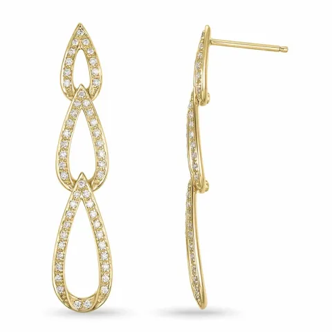 lange Diamant Ohrringe in 14 Karat Gold mit Diamant