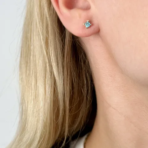 2 x 0,22 ct Topas Solitärohrstecker in 14 Karat Gold mit Topas