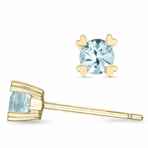 2 x 0,22 ct Aquamarin Solitärohrstecker in 14 Karat Gold mit Aquamarin 