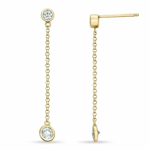 lange Diamant Ohrringe in 14 Karat Gold mit Diamant 