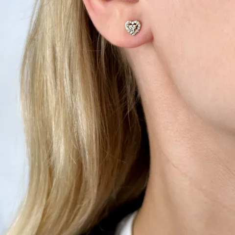 Herz Diamant Ohrstecker in 14 Karat Gold mit Diamant