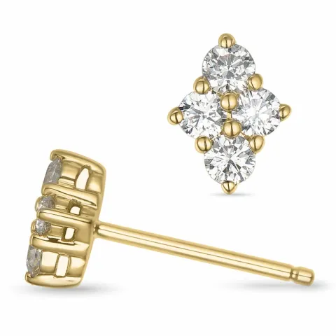 viereckigem Diamant Ohrstecker in 14 Karat Gold mit Diamant