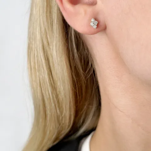 viereckigem Diamant Ohrstecker in 14 Karat Gold mit Diamant