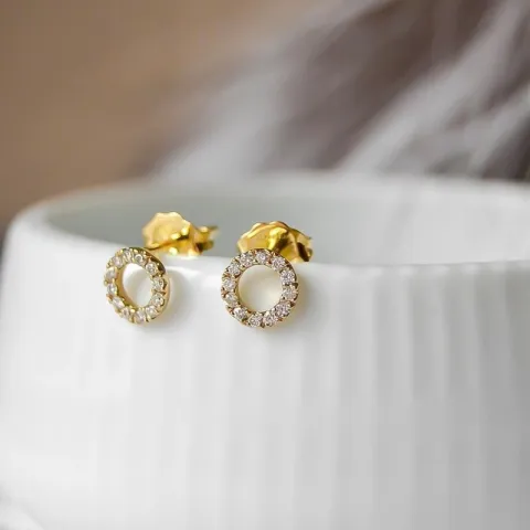runden Brillant Ohrstecker in 14 Karat Gold mit Diamant