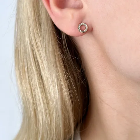 runden Brillant Ohrstecker in 14 Karat Gold mit Diamant