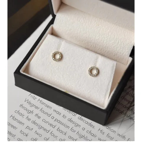 runden Brillant Ohrstecker in 14 Karat Gold mit Diamant