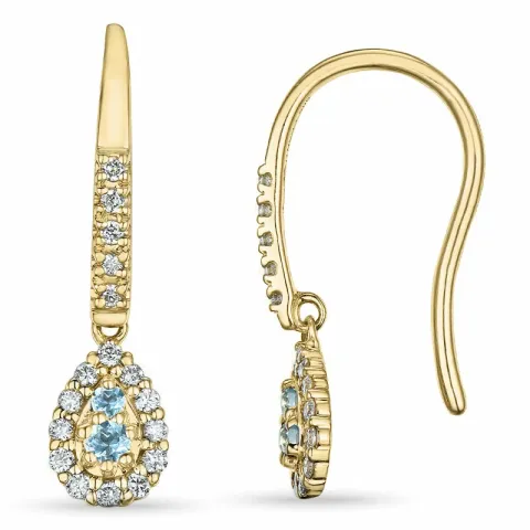 lange Tropfen Topas Brillantohrringen in 14 Karat Gold mit Topas und Diamant
