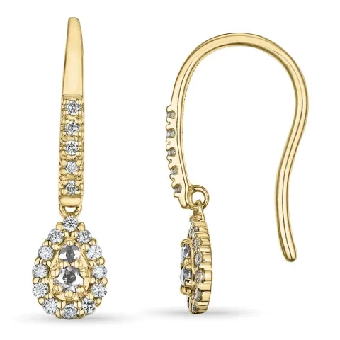 lange Diamant Brillantohrringen in 14 Karat Gold mit Diamant