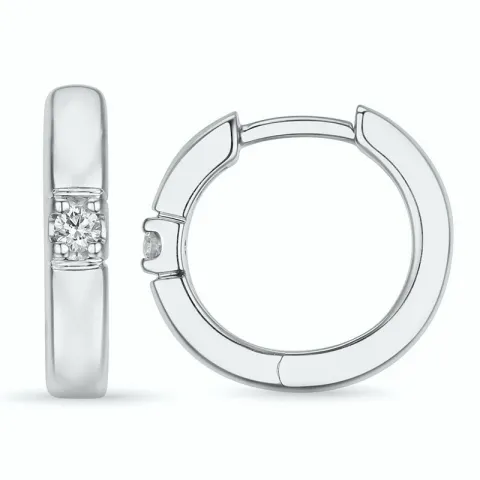 13 mm Diamant Kreole in 14 Karat Weißgold mit Diamant