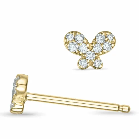 Schmetterlinge Diamant Ohrstecker in 14 Karat Gold mit Diamant