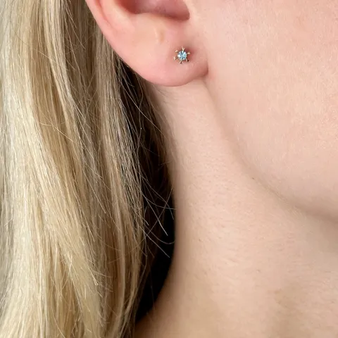 2 x 0,06 ct Topas Solitärohrstecker in 14 Karat Gold mit Topas