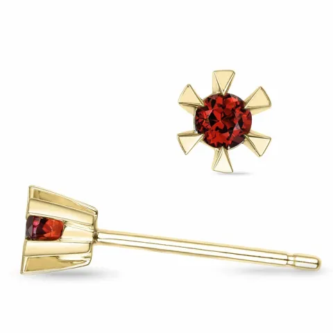 2 x 0,06 ct Granat Solitärohrstecker in 14 Karat Gold mit Granat 
