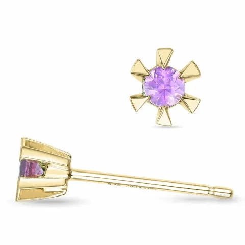 2 x 0,07 ct pink Saphir Solitärohrstecker in 14 Karat Gold mit pinkfarbenem Saphir