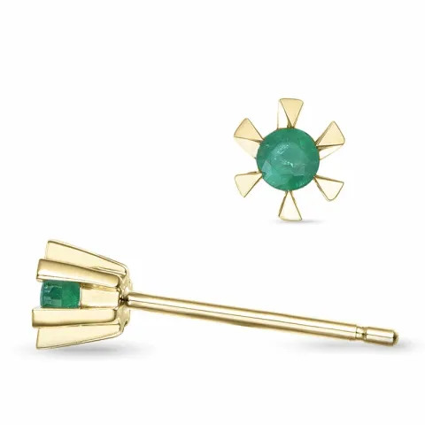 2 x 0,06 ct Smaragd Solitärohrstecker in 14 Karat Gold mit Smaragd