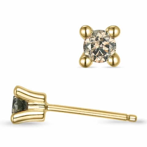 2 x 0,15 ct braunen Diamant Solitärohrstecker in 14 Karat Gold mit braunem Diamant